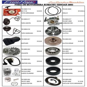 REPUESTOS MOTOSIERRA KOMATSU ZENOAH 3800 #1