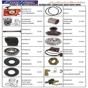 REPUESTOS MOTOSIERRA KOMATSU ZENOAH 4500