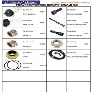 REPUESTOS MOTOSIERRA KOMATSU ZENOAH 6200 #2