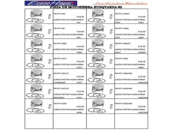 JUEGO DE PISTON MOTOSIERRA HUSQVARNA