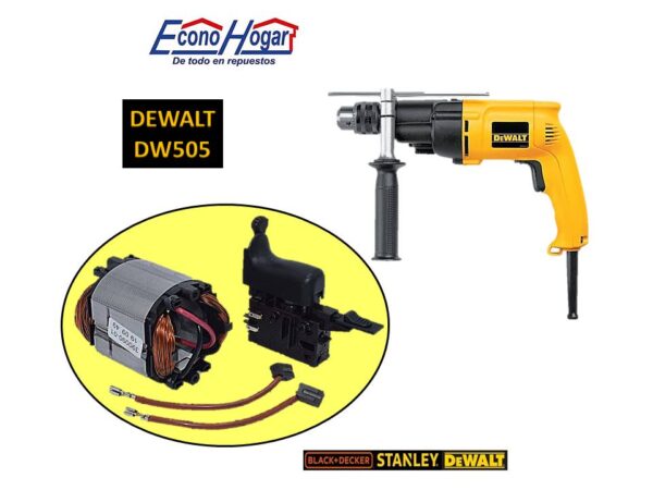 SWITCH CON CAMPO Y BROCHA CARBON TALADRO 1/2" DEWALT DW505
