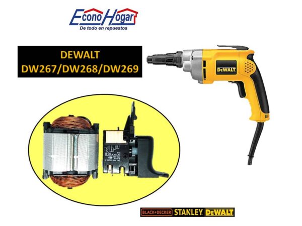 SWITCH CON CAMPO Y BROCHA CARBON ATORNILLADOR DEWALT DW267
