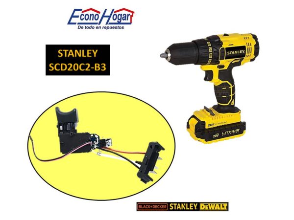SWITCH TALADRO INALAMBRICO 1/2" 20V STANLEY SCD20C2-B3