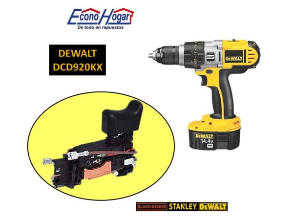 SWITCH TALADRO INALAMBRICO 1/2" 14.4V DEWALT DCD920KX