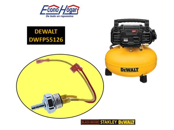 SWITCH DE PRESION COMPRESOR DE AIRE 6 GALON 165PSI DEWALT DWFP55126