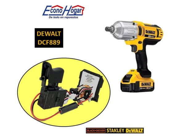 SWITCH CON MODULO LLAVE IMPACTO INALAMBRICO DEWALT DCF889 T2