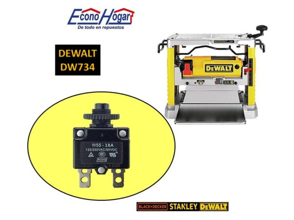 SWITCH OVERLOAD PROTECTOR 18AMP CEPILLO CANTEADOR 12-1/2" DEWALT DW734 T20