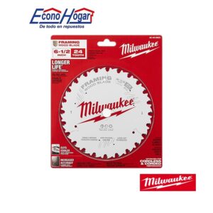 DISCO DE CORTE MADERA 6-1/2" 24T DIENTES MILWAUKEE PARA SIERRA CIRCULAR