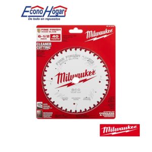 DISCO DE CORTE MADERA 6-1/2" 40T DIENTES CORTE FINO MILWAUKEE PARA SIERRA CIRCULAR