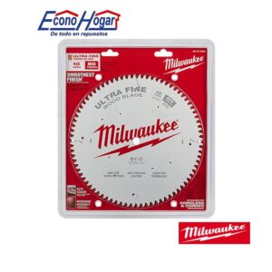DISCO DE CORTE MADERA 10" 80T DIENTES CORTE ULTRAFINO MILWAUKEE SIERRA INGLETADOR