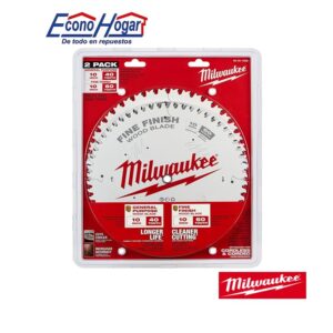DISCO DE CORTE MADERA 10" 40T + 60T DIENTES 2PCS MILWAUKEE SIERRA INGLETADOR