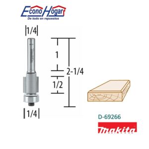 BROCA (FRESADORA) DE ROUTER PARA ENRASADORA 2FILOS 1/4" X 1/4" X 1/2" MAKITA