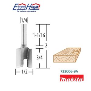 BROCA (FRESADORA) DE ROUTER PARA ESCOPLEAR 2 FILOS 1/2" X 1/4" X 3/4" MAKITA