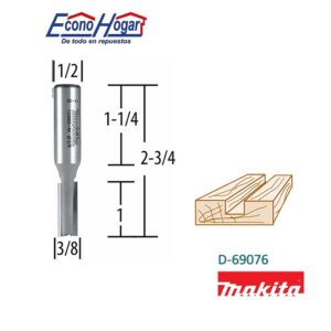 BROCA (FRESADORA) DE ROUTER RECTA 2 FILOS 1/2" X 3/8" X 1" MAKITA