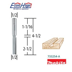 BROCA (FRESADORA) DE ROUTER RECTA 2 FILOS 1/2" X 1/2" X 2-1/2" MAKITA