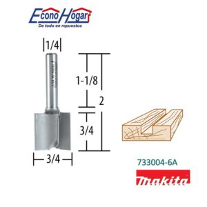 BROCA (FRESADORA) DE ROUTER RECTA 2 FILOS 3/4" X 1/4" X 3/4" MAKITA