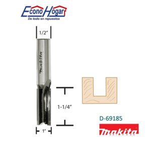 BROCA (FRESADORA) DE ROUTER RECTA 2 FILOS 1/2" X 1" X 2-7/8" MAKITA