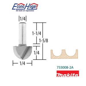 BROCA (FRESADORA) DE ROUTER BURIL 2 FILOS 1/4" X 1/4" X 1/4" MAKITA