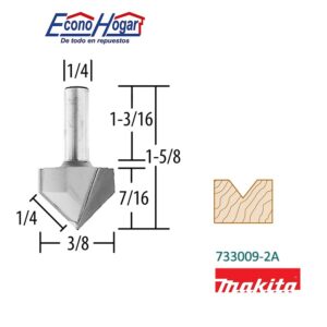 BROCA (FRESADORA) DE ROUTER BURIL 2 FILOS 1/4" X 3/8" X 1/4" MAKITA