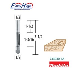 BROCA (FRESADORA) DE ROUTER BURIL 1 FILO 1/2" X 1/2" MAKITA