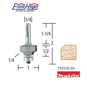 BROCA (FRESADORA) DE ROUTER REDONDEAR 2 FILOS 1/4" X 1" X 2" MAKITA