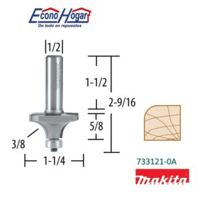 BROCA (FRESADORA) DE ROUTER REDONDEAR 2 FILOS 1/2" X 1-1/4" X 2-9/16" MAKITA