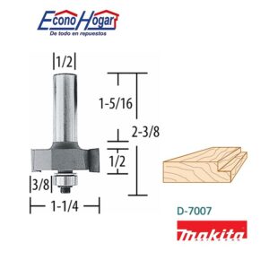 BROCA (FRESADORA) DE ROUTER ENCAJE 2 FILOS 1/2" X 1-1/4" X 2-3/16" MAKITA