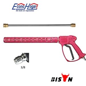PISTOLA CON LANZA HIDROLAVADORA 4000PSI 350BAR ACOPLE RAPIDO 3/8" ROJO