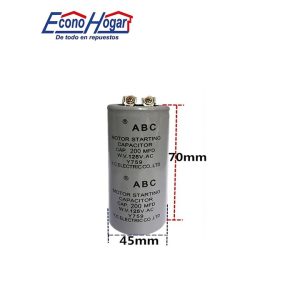 CAPACITADOR DE ARRANQUE DE MOTOR 125V 200mfd 200uf