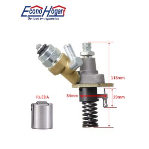 BOMBA DE INYECCION CON VALVULA SELENOIDE MOTOR DIESEL 198F 1100F 34/29mm
